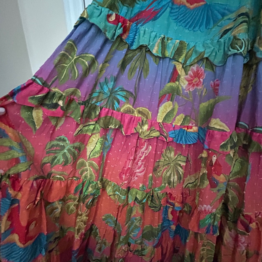 Farm Rio delicate multi color dress maxi SZ M